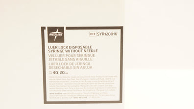 Medline SYR120010 Luer Lock Disposable Syringe Without Ndle 20ml - Box of 40